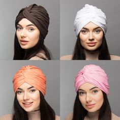 Turban is made of viscose jersey, viscose is a natural fiber, it also does not wrinkle like cotton and is more silky Pre-tied turban fits good for all seasons, it has good breathable, so it's not hot in it! READY TO WEAR: No need to wrap and tie! SIZE: Turban is stretchy, fits everyone between 20.5 - 23 in. (52 - 58 cm), (XS - L). SEND AS GIFT: If you need gift box, congratulatory message and express shipping, you can choose it all during checkout the order in the cart. (You can type the words i Lace Headwrap, Wedding Turban, Silk Head Wrap, Boho Head Wrap, Turban For Women, Women Turban, Wrap Turban, Head Wraps For Women, Slouchy Beanie Hat