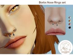 the nose ring set is designed to look like a woman's nose with piercings