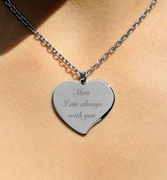 "Our engraved silver heart necklace is a great personalized gift for that special someone. The silver heart necklace can be custom engraved with names, dates or a message of love on both sides of the heart pendant. This high polished stainless steel pendant will never tarnish or fade or change color. Great gift for bridesmaids, flower girls, best friends, or the love of your life. Silver Teardrop Heart Necklace Dimensions: 1.25\" X 1\" Material: Stainless Steel Includes stainless steel chain How Personalized Stainless Steel Heart Necklace For Anniversary, Personalized Heart Necklace With Engraving For Mother's Day, Personalized Engraving Heart Necklace For Mother's Day, Engraved Heart Pendant Necklace For Personalized Gift, Mother's Day Heart Pendant Necklace In Stainless Steel, Personalized Heart Pendant Necklace With Engraving, Heart Pendant Necklace With Engraving Option For Personalized Gift, Stainless Steel Heart Pendant Necklace For Mother's Day, Mother's Day Stainless Steel Heart Pendant Necklace