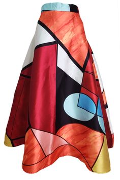 Red Slim Fit Printed Skirt, Spring Printed Red Skirt, Fitted Multicolor Print Skirt, Multicolor Printed Skirt For Party, Multicolor A-line Bottoms With Lined Skirt, Multicolor A-line Lined Skirt, Multicolor Printed Flared Skirt, A-line Multicolor Lined Skirt, Fitted Multicolor A-line Skirt