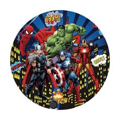 the avengers party plates are ready to be eaten