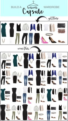 Business Capsule Wardrobe, Capsule Wardrobe Women, Business Professional Outfits, Capsule Wardrobe Work, Fashion Capsule Wardrobe, Minimalist Capsule Wardrobe, Clothes And Shoes, Professional Wardrobe, Capsule Outfits