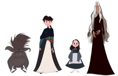 the three main characters from game of thrones, one with long white hair and two wearing