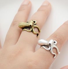 Octopus Wrap Ring – Wear Felicity Octopus Accessories, Octopus Jewelry, Animal Themed Jewelry, Octopus Ring, Gold Wrap Ring, Body Accessories, Cute Octopus, Silver Wrap Ring, The Octopus