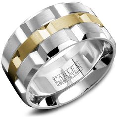 a men's wedding band in white gold with an interlaced design on the center