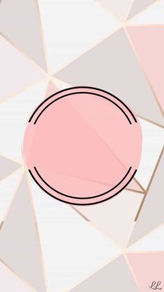 a pink circle on a geometric background