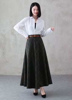 Wool Skirt Maxi Wool Skirt Long Green Wool Plaid Skirt - Etsy Green Fitted Maxi Skirt For Winter, Fitted Green Maxi Skirt For Winter, Fitted Wool Maxi Skirt For Fall, Elegant Plaid Winter Skirt, Winter Maxi Skirt For Workwear, Classic Fitted Maxi Skirt For Fall, Classic Long Winter Skirt, Classic Long Skirt For Winter, Classic A-line Winter Skirt