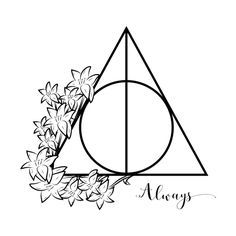 the deathly symbol for harry potter's house is shown in black and white