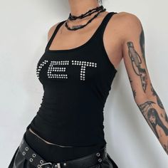 Please refer to our sizing chart for a guideline when choosing a size. 5 business days order processing time. 90% polyester 10% spandex Techno Fashion, Cami Bodysuit, Sci Fi Fashion, Solid Tank Tops, Sleeveless Hoodie, Goth Dress, Backless Mini Dress, Halter Crop Top, U Neck