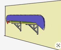 a drawing of a blue awning on the side of a wall with an arrow pointing to it