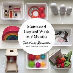 montessori inspired work at 8 months with text overlay that reads montessori inspired work at 8 months