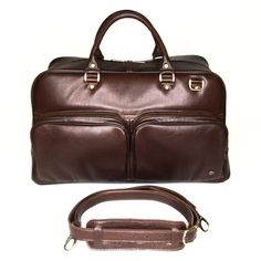 The leather travel bag is perfect for business or weekend trips. Suitable for men and women. Handmade, original design. Very light weight.Dimensions:* Height: 29 cm (11.42 inches)* Length: 50 cm (19.69 inches)*  Width: 20 cm (7.87 inches)* Strap Drop length: max 130 cm (51.18 inches)Details:* One main part* Removable adjustable shoulder strap* Double leather handle * Two outside zipper pockets in the front of the bag* Zipper pocket inside* Two slip pockets insideLeather travel bag with pockets D Leather Gym Bag, Leather Overnight Bag, Tan Leather Bag, Bag With Pockets, Leather Duffel Bag, Leather Weekender Bag, Leather Weekender, Leather Duffel, Sac Week End