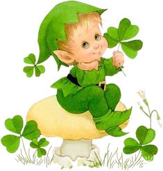 a happy st patrick's day greeting card with a cute little elf