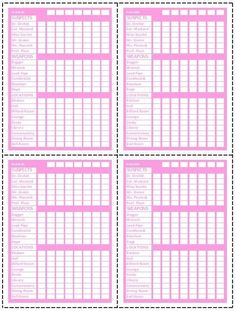 four pink and white printable baby shower games