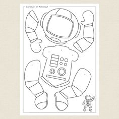 an image of a coloring page for children to learn how to draw and color the spaceman