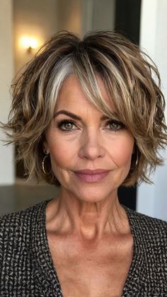 👩 Want to boost your confidence? Create the illusion of thicker hair with this Layered Bobs Stylish Short Hairstyles for Women Over 50. Master the art of creating textured waves. Suitable for all face shapes and hair textures. Easy to maintain and style at home. Click for a step-by-step guide! #LayeredBobsStylishShortHairstylesforWomenOver50 Square Layered Haircut, Short Flicky Hair, Short Layered Hair With Bangs Choppy, Medium Length Bob Haircut With Bangs, Messy Chin Length Hair With Layers, Short Choppy Haircuts For Thick Hair, Pixie Shag Haircuts For Fine Hair, Layered Short Haircuts With Bangs, Bob Hair Styles For Women Over 50