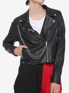 Speak Of The Devil, Disney Cruella, Cool Girl Outfits, Culture Clothing, Her Universe, Pin Logo, Faux Leather Moto Jacket, Leather Moto, Leather Moto Jacket