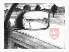 a car's rear view mirror is shown in this drawing