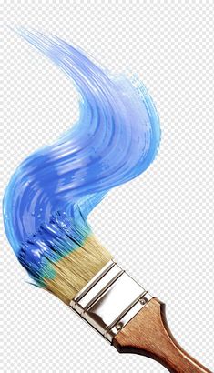 a paint brush with blue and green streaks on it