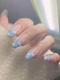 Multicolor  Collar    Bare Nails Embellished   Nail,Hand & Foot Care Ongles Baby Blue, Ballerina Coffin, Nail French, Unghie Nail Art, Baby Blue Nails, Nails Diy, Soft Nails, Nail Swag, Fake Nail