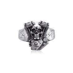 Introducing the ultimate accessory for car and motorcycle enthusiasts: the Motorcycle Engine Skull Ring. This one-of-a kind handcrafted masterpiece is sure to be the envy of all your peers, combining symbols of power, artistry and luxury into a single stunning piece. Constructed with a 925 sterling silver base, this intricate ring pairs a dramatic skull with an engine detail design to capture both attention and admiration. Make a powerful statement without saying a word when you wear this amazin Biker Skull Ring For Biker Events, Punk Style Skull Rings For Biker Events, Biker Style Skull Jewelry, Punk Skull Ring For Biker Events, Silver Biker Skull Ring For Biker Events, Vintage Silver Skull Ring For Biker Events, Intricate Rings, Jesus Face, Detail Design