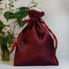 Satin Bags, Drawstring Pouch, Wedding Favors Burgundy Party, Special Events Decor, Candy Jewelry, Satin Bags, Burgundy Wedding, Wedding Party Favors, Drawstring Pouch, Valentines Day Decorations, Favor Bag