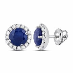 14kt White Gold Womens Round Blue Sapphire Diamond Halo Earrings 1-1/5 Cttw Glamtastics Earrings Category Type: Gemstone Stud Earring Condition:New Shipping Cost: Free Shipping (US only) About US One of the leading distributors in the USA, offering the latest in fashionable fine jewelry. We offer 100% customer satisfaction on every item we sell. Our huge collection of products includes rings, fashion and wedding bands, bridal jewelry, pendants, gems and much more! PRODUCT DESCRIPTION:          14kt White Gold Womens Round Blue Sapphire Diamond Halo Earrings 1-1/5 Cttw Product Specification Gold Purity & Color 14kt White Gold Gemstone Carat Weight 1 & 1/5 Ct.t.w. Gemstone Clarity / Color I2-I3 / Blue Gram Weight 1.16 grams (approx.) Style Halo Item Number GND-153135 Combined gemstone weigh Blue Halo Cubic Zirconia Earrings, Blue Diamond Gemstone Earrings For Anniversary, Blue Gemstone Diamond Earrings For Anniversary, Blue Halo Design Earrings For Anniversary, Blue Round Earrings For Anniversary, Blue Diamond Earrings With Halo Design For Anniversary, Blue Diamond Gemstone Earrings In Fine Jewelry Style, Diamond Blue Earrings For Anniversary, Formal Blue Halo Earrings