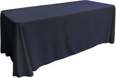 a table covered with a dark blue cloth