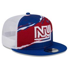 Upgrade your look ahead of the next New York Giants kickoff with this Historic Tear 9FIFTY snapback from New Era. This trucker hat is constructed with mesh paneling for ideal breathability, while the bold New York Giants graphics and colors ensure your enthusiasm is can't-miss wherever you watch the action. Pair this with your favorite team tee for a complete look you will be proud to show off this season. Officially licensed One size fits most Structured fit Imported Wipe clean with a damp clot Mesh Snapback Hat For Baseball Season Sports Events, Sports Mesh Snapback Hat With Flat Brim, Sports Mesh Trucker Hat With Flat Brim, Mesh Trucker Hat With Flat Brim For Sports, Mesh Snapback Hat With Flat Brim For Sports, Sports Mesh Baseball Cap With Flat Brim, Mesh Flat Brim Baseball Cap For Sports, Mesh Snapback Hat For Baseball Season, Mesh Flat Bill Snapback Hat For Baseball Season