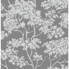 an image of a tree with white leaves on grey background wallpapers and fabrics