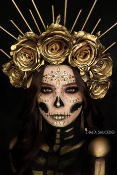 Catrina Costume Make Up, Catrina Headpiece Diy, Dia De Los Muertos Headpiece Ideas, Catarina Makeup, Catrina Headpiece, Halloween Makeup For Kids