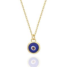 Looking for a stunning and unique way to stay protected from negative energy and envy? Look no further than our handmade Evil Eye round necklace! Each necklace is carefully crafted with love and attention to detail, using only the finest materials to ensure both quality and style. With its beautiful colors, our round evil eye charm is sure to catch the eye and make a statement wherever you go. Measuring approximately 10-12mm, it is the perfect size to wear every day as a reminder of the positive Spiritual Evil Eye Round Necklace, Spiritual Evil Eye Necklace, Spiritual Gemstone Charm Necklaces, Spiritual Charm Necklaces With Adjustable Chain, Spiritual Charm Necklace With Adjustable Chain, Spiritual Round Gemstone Charm Necklace, Minimalist Round Evil Eye Jewelry, Dainty Round Evil Eye Necklace, Yellow Gold Evil Eye Charm Necklace