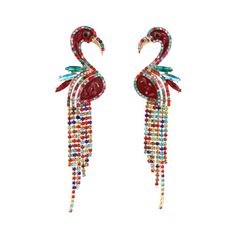 PRICES MAY VARY. Excellent quality - Boho flamingo fringe earrings are made of highly polished alloy through metal plating process, so they have a fine lustre. They are hypoallergenic and comfortable to wear. The well-designed curved edges also bring a delicate touch to the bohemian flamingo tassel earrings. Size - 100 × 27mm, a pair of studs with rainbow flamingo design for each pack is about 16.5g. Classic and comfortable to wear - Cubic zirconia funny flamingo stud earrings can fit well with Cute Flamingo, Funny Flamingo, Flamingo Earrings, Tropical Flamingo, Flamingo Bird, Statement Drop Earrings, Tassel Earrings, Earrings For Women, Flamingo