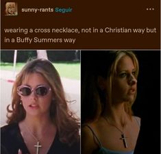 two women wearing cross necklaces, not a christian way but in a butty summers way