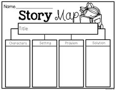 a story map with presents on it and the words'story map'in black and white