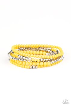 Stacked Showcase - Yellow Paparazzi Stretch Bracelets, Paparazzi Accessories, Bling by JessieK Yellow Beaded Bracelets, Yellow Bracelet, Stacked Jewelry, Paparazzi Accessories, Stretchy Bracelets, Paparazzi Jewelry, Seed Bead Jewelry, Trendy Accessories, One Set