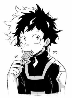 a drawing of a boy brushing his teeth