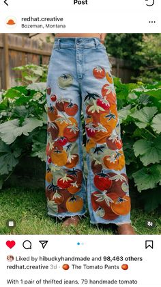 Thrifted Jeans, Patch Pants, Red Hat, Red Hats, Mode Vintage, Garden Home, Home Fashion