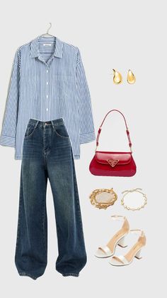 yaya Cute Eye Makeup, Jeans Summer, Summer Jeans, Outfit Hijab, Cute Eyes, Stripe Shirt, Vibe Clothes, Fit Check