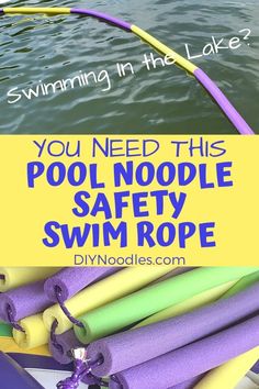 there are many different types of swimming floats in the water with text overlay that says, you need this pool noodle safety swim rope