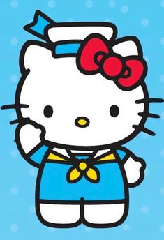 the hello kitty character is wearing a sailor's outfit and has a bow on her head