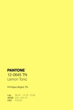 the pantone lemon tonic brand logo is shown in black and white on a yellow background