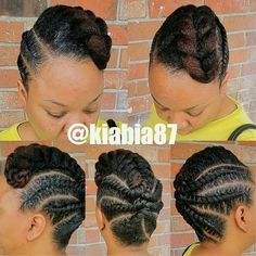 Braided Pinup Hairstyles For Black Women, Coil Le Ray Braids, Flat Twists, Twist Updo