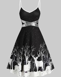 Christmas Dress Women Parties, Christmas Dress Up, 파티 드레스, Party Kleidung, Mini Cami Dress, Suspender Skirt, Christmas Party Dress, Black And White Dress, Vestidos Vintage