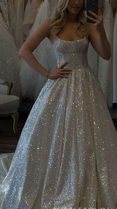 Silver Grad Dress, Shiny Dress Outfit, Silver Prom Dress Sparkly, White Sparkly Prom Dress, Light Blue Prom Dress, Stylish Wedding Dresses, Classy Prom Dresses, Prom Dress Inspiration