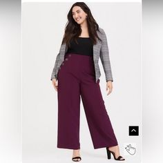 Reposhing This Item I Purchased From @Eco_apparel_. Loved It, But Wrong Size For Me. So Cute. Questions? Leave A Comment Below! Dark Purple Pants Outfit, Curvy Professional Work Outfits, Planned Outfits, Plus Size Business Attire, Sewing Designs, Plus Size Wide Leg, Wide Leg Linen Trousers, Sailor Pants, Professional Outfits Women