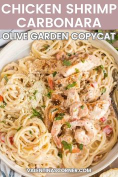 chicken shrimp carbonara with olive garden copycat