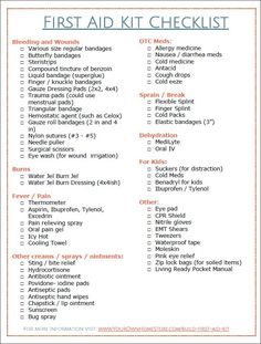 First Aid Kit Checklist | First Aid Kit List | First Aid Kit Ideas                                                                                                                                                                                 More First Aid Kit List, Diy First Aid Kit, Emergency Binder, Family Emergency