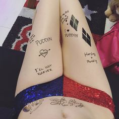 Harley Quinn Pants, Harley Quinn Leg Tattoos, Harley Queen Tattoo, Tattoo Harley Quinn, Harley Tattoos