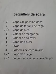 a menu with spanish words on it